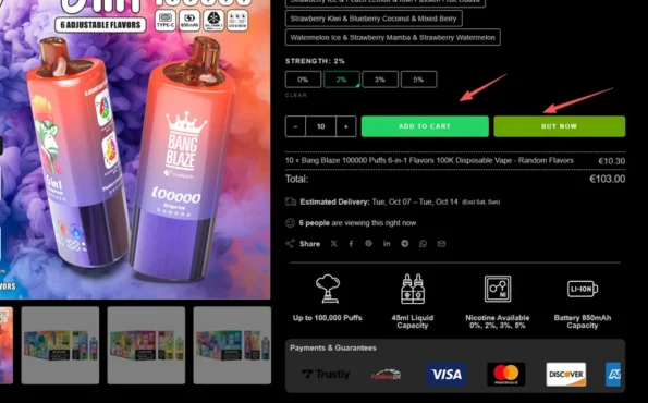 Come ordinare Bangvape Aggiungi al carrello o acquista ora