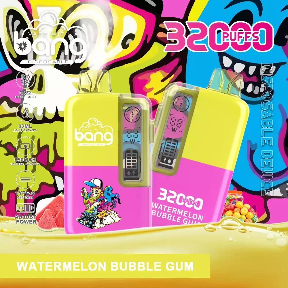 Bang 32000 Puffs 32K Vape Wholesale WATERMELON BUBBLE GUM Bang 32000 Puffs 32K Vape Wholesale WATERMELON BUBBLE GUM