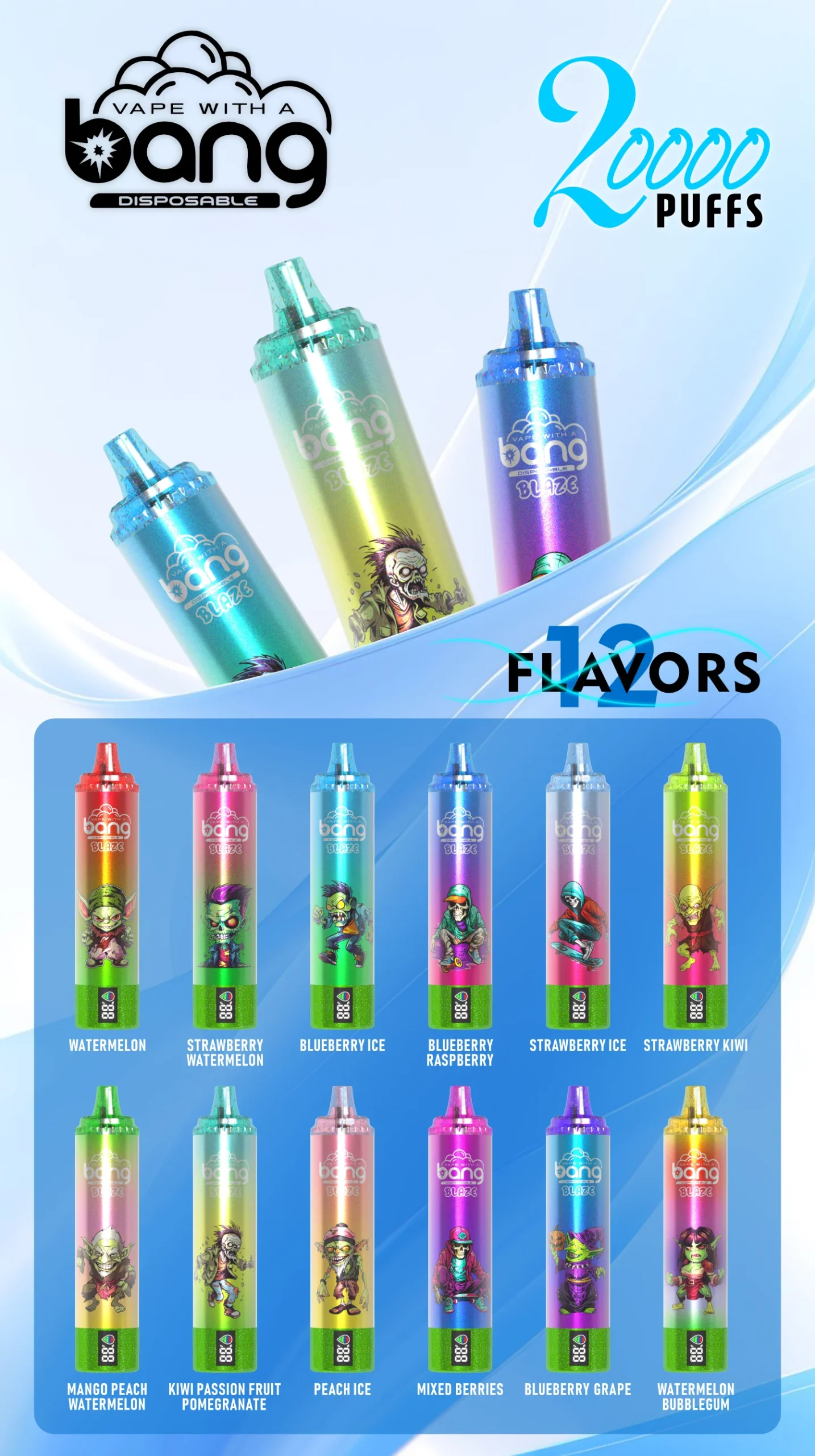 Bang Blaze Tornado 20K 20000 Puffs Vape 12 Flavors