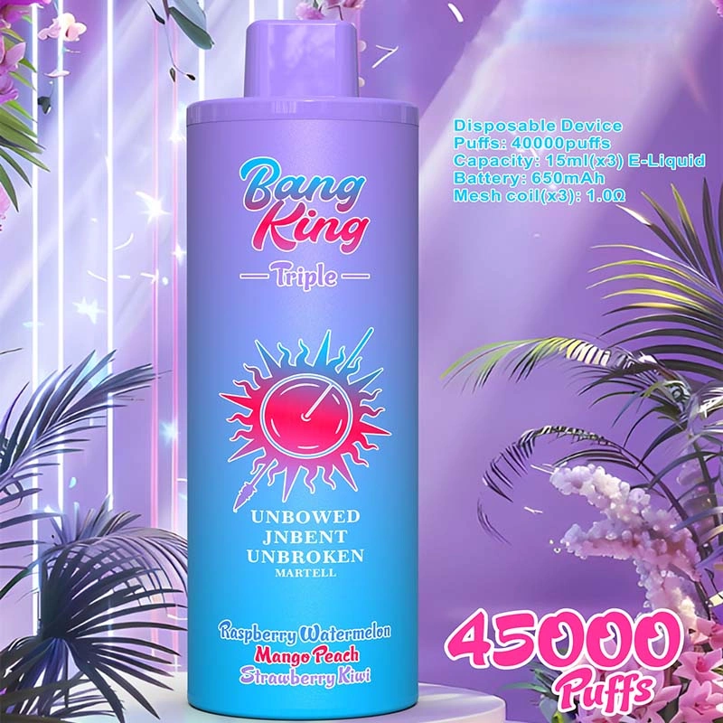 Bang King 45K 45000 Puffs Triple 3 in 1 Flavor Vape Raspberry Watermelon & Mango Peach & Strawberry Kiwi Bang King 45K 45000 Puffs Triple 3 in 1 Flavor Vape Raspberry Watermelon & Mango Peach & Strawberry Kiwi
