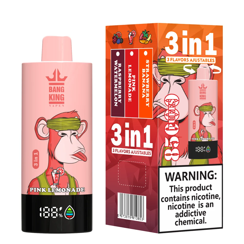Bang King Triple 85K Puffs 3 in 1 Disposable Vape Strawberry Banana and Raspberry Watermelon and Pink Lemonade Bang King Triple 85K Puffs 3 in 1 Disposable Vape Strawberry Banana and Raspberry Watermelon and Pink Lemonade