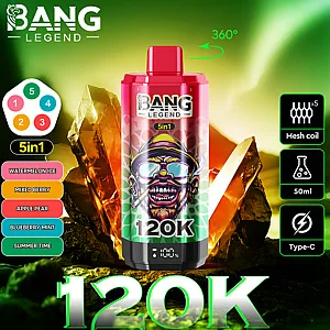 Bang Legend 120K 5 in 1 120000 Puffs Vape Watermelon Ice and Mixed Berries and Apple Pear and Blueberry Mint and Summer Time Bang Legend 120K 5 in 1 120000 Puffs Vape Watermelon Ice and Mixed Berries and Apple Pear and Blueberry Mint and Summer Time