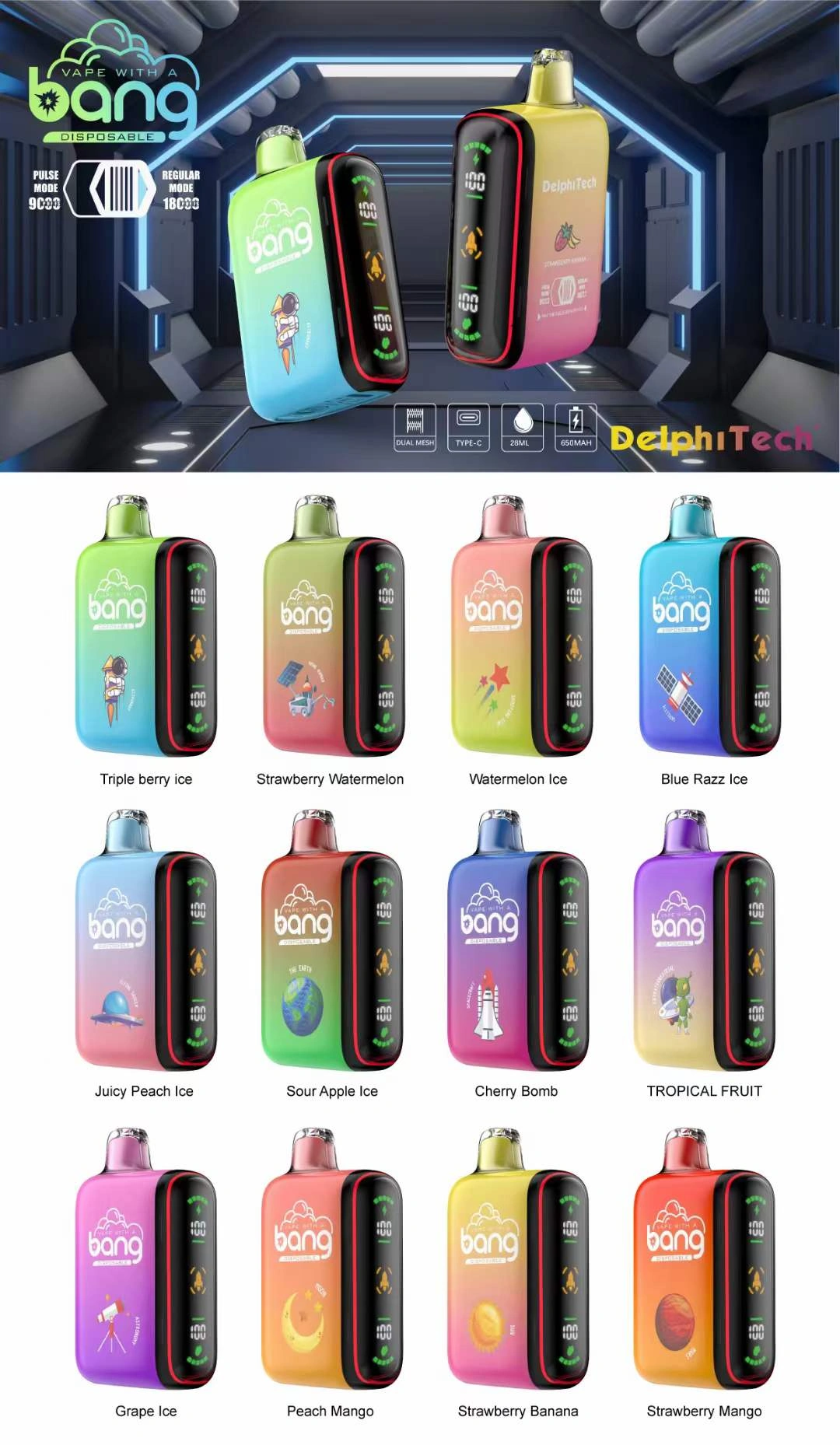 Bang Pulse 18K Puffs Vape Smart Screen Flavors Picture
