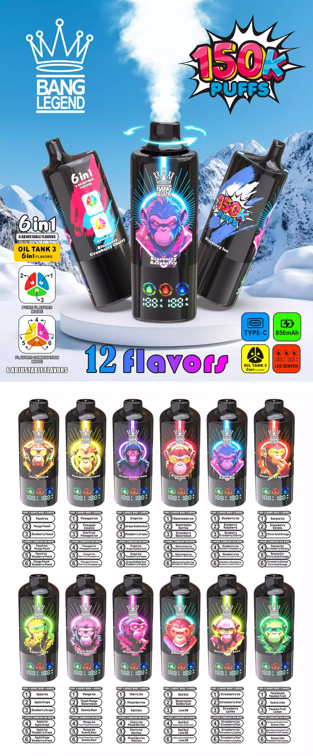 Bang Legend 150K Puffs Vape Bang Legend 150K Puffs Vape 12 Flavors