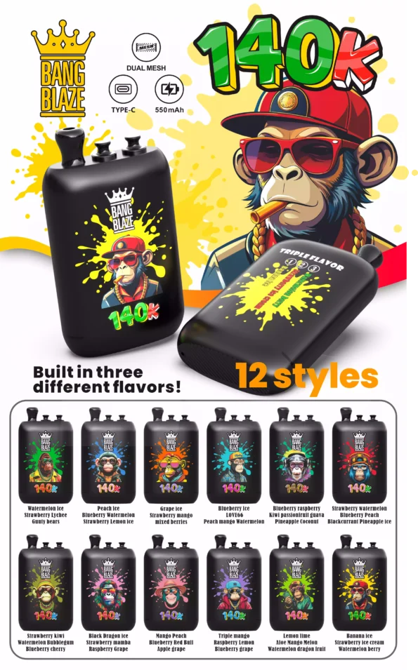 Bang Blaze 140K Vape 3-in-1 Flavors 140000 Puffs Disposable Vape European Warehouse Shipping all flavors