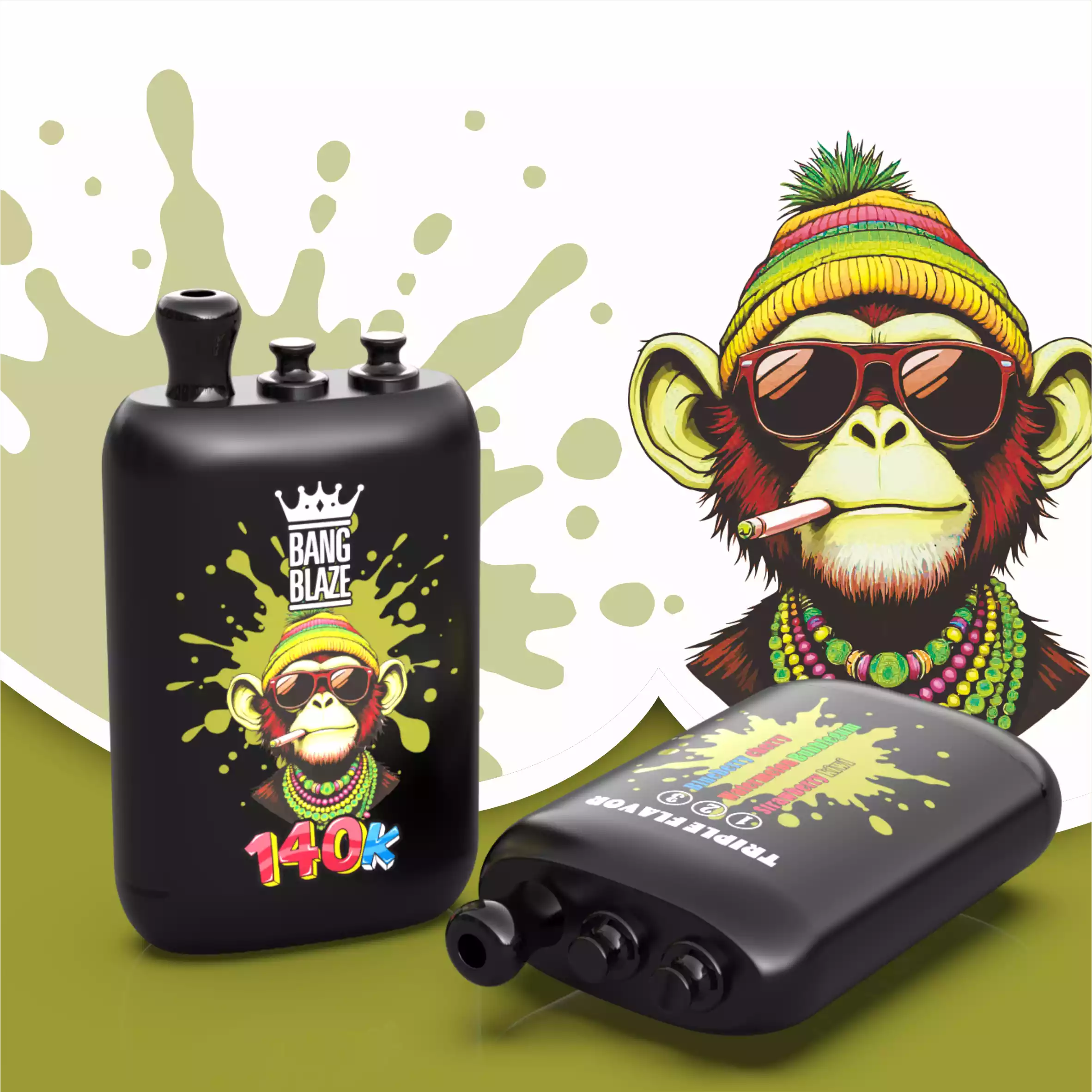 Bang Blaze 140K Vape 3-in-1 Flavors 140000 Puffs Disposable Vape Strawberry Kiwi & Watermelon Bubblegum & Blueberry Cherry Bang Blaze 140K Vape 3-in-1 Flavors 140000 Puffs Disposable Vape Strawberry Kiwi & Watermelon Bubblegum & Blueberry Cherry