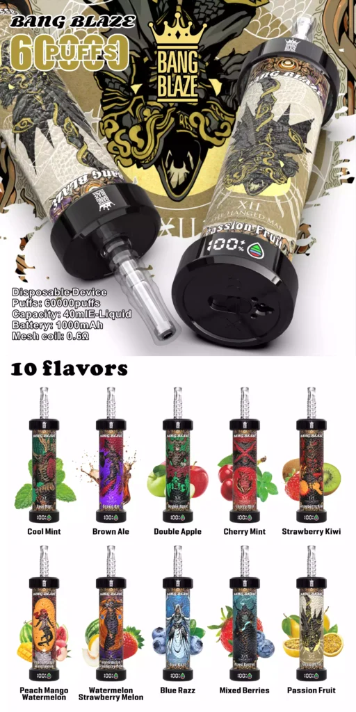 Bang Blaze 60K Puffs Disposable Vape Type-C Charging Hookah Vape all flavors