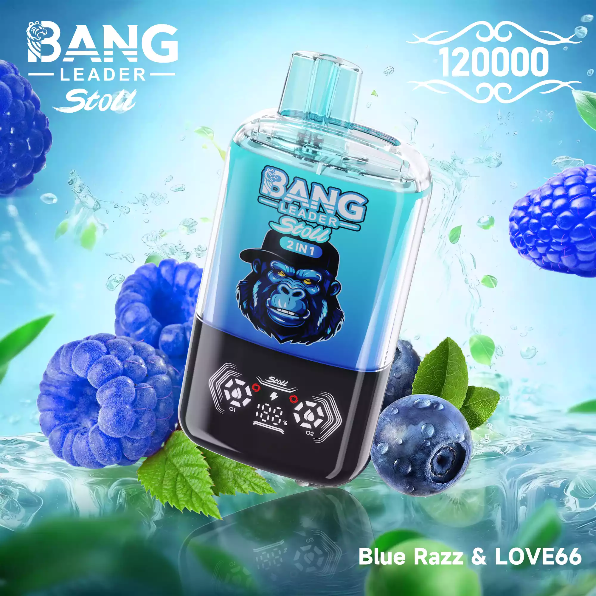 Bang Leader 120K Puffs Disposable Vape 2-in-1 Flavors Magnetic Slide Switch Smart Screen Blue Razz & Love 66 Bang Leader 120K Puffs Disposable Vape 2-in-1 Flavors Magnetic Slide Switch Smart Screen Blue Razz & Love 66