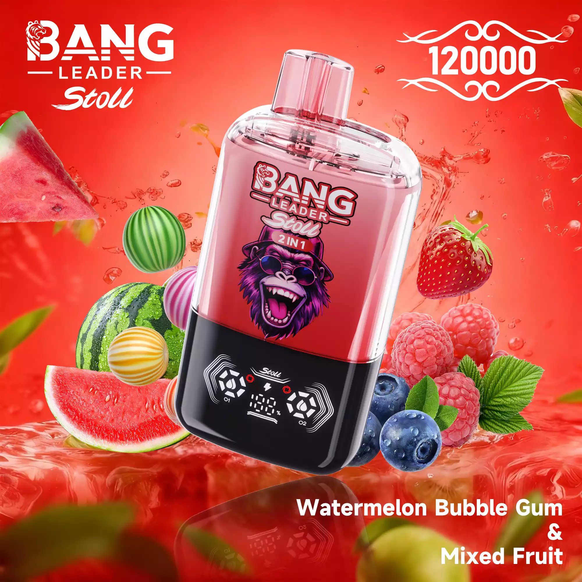 Bang Leader 120K Puffs Disposable Vape 2-in-1 Flavors Watermelon Bubble Gum & Mixed Fruit Bang Leader 120K Puffs Disposable Vape 2-in-1 Flavors Watermelon Bubble Gum & Mixed Fruit