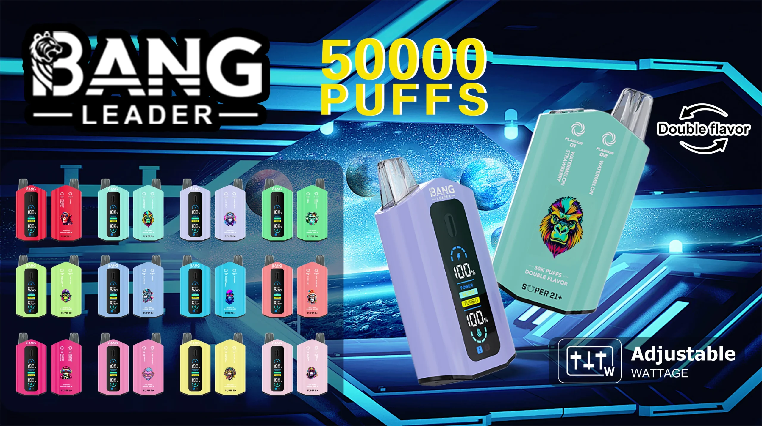 Bang Leader 50K Vape Dual Flavor 50000 Puffs Disposable Vaep Turbo Mode Smart Screen EU Warehouse all flavor