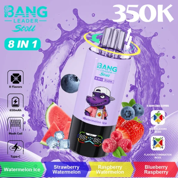 Bang Leader 350k 8 in 1 watermelon-ice-strawberry-watermelon-raspberry-watermelon-blueberry-raspberry