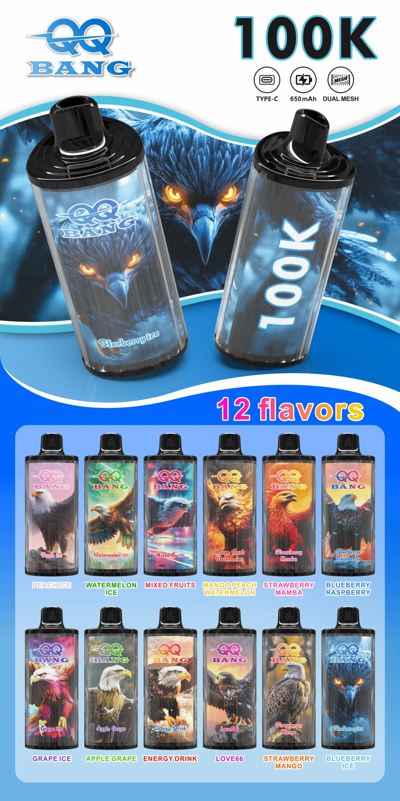 QQ Bang 100K Vape all flavors