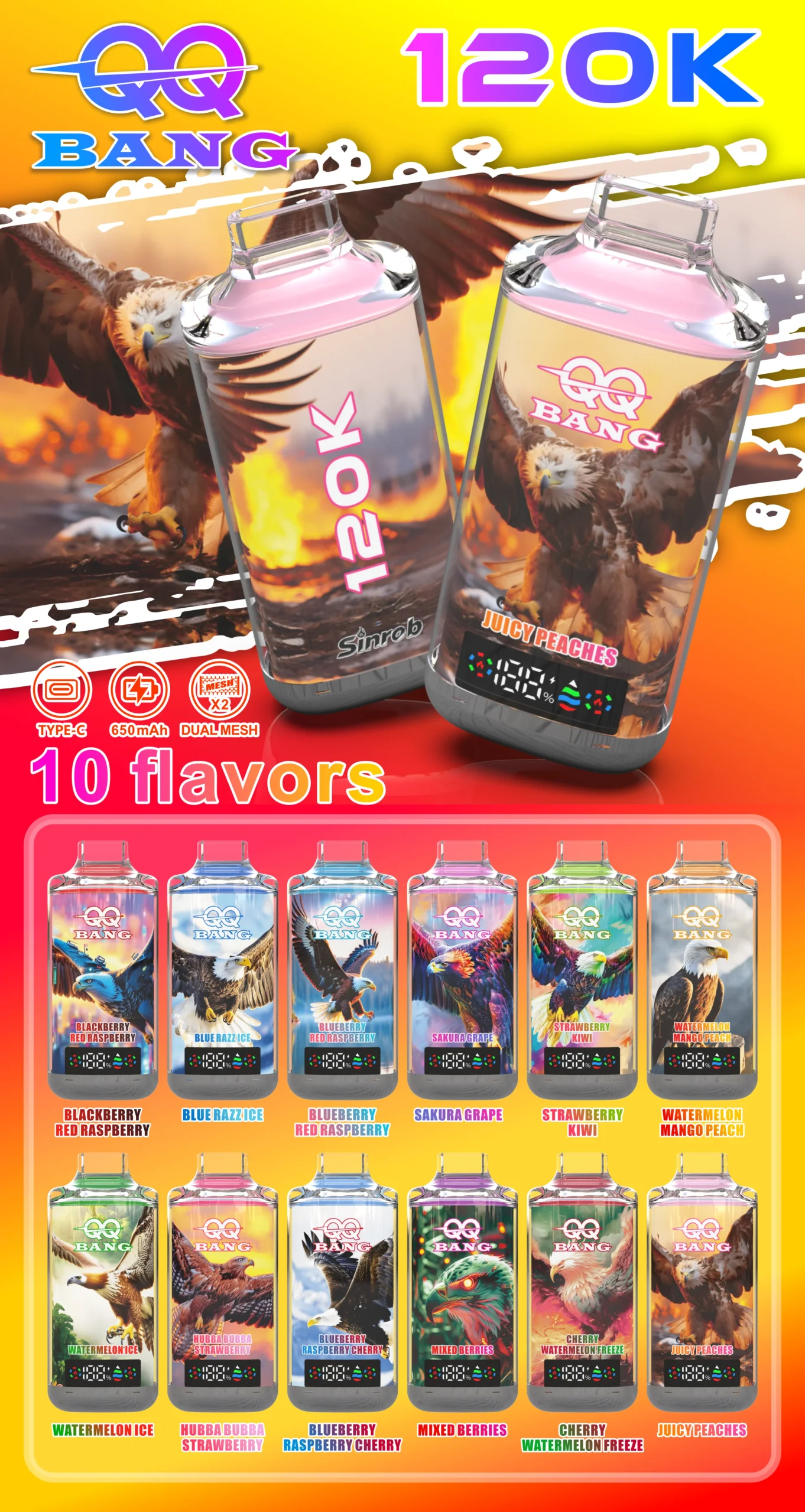 QQ Bang 120K Vape alle Geschmäcker