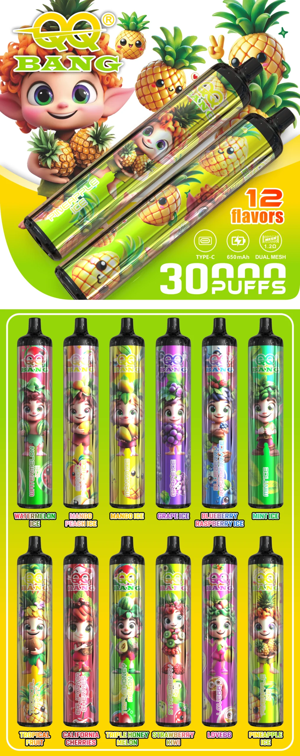 QQ Bang 30000 Puffs Vape Pen all flavors
