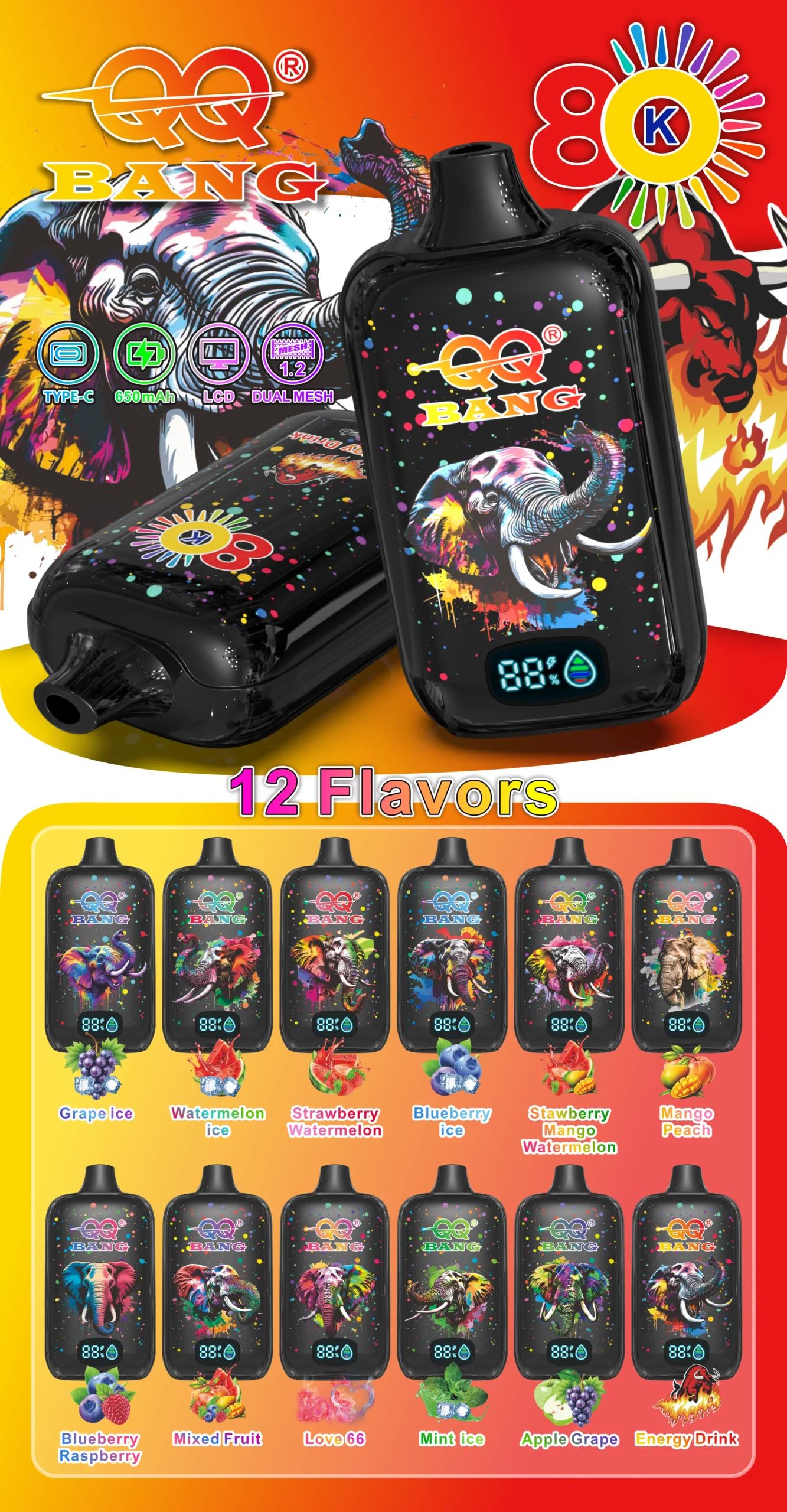 QQ Bang 80K Elephant-Level Power Rich Flavor all Flavors