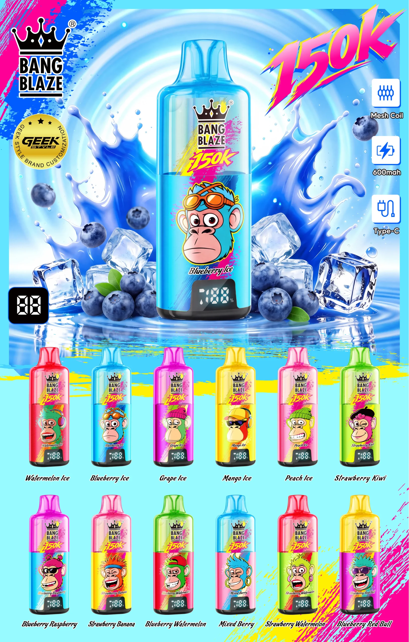 Bang Blaze 150K Vape All Flavors