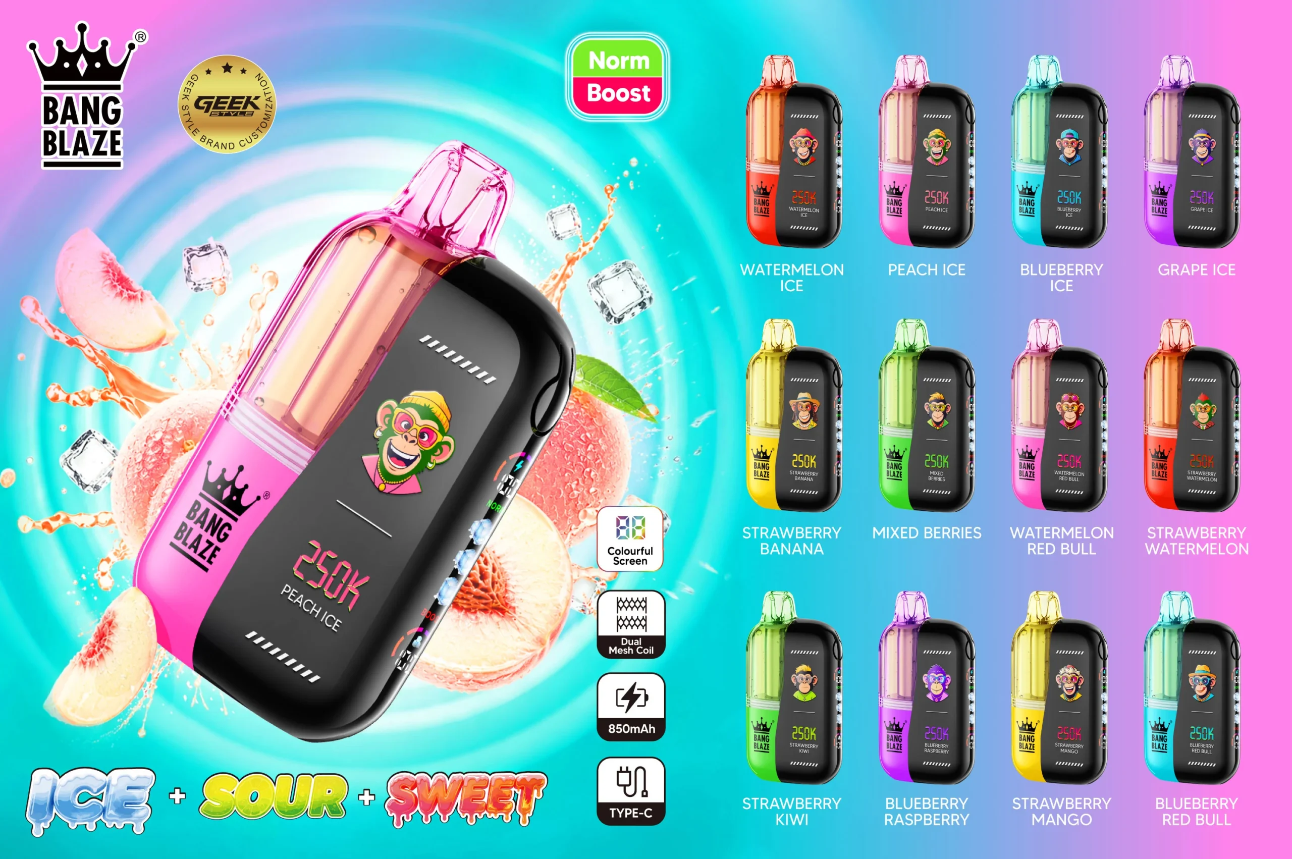 Bang Blaze 250K Vape Monkey Vape All Flavors