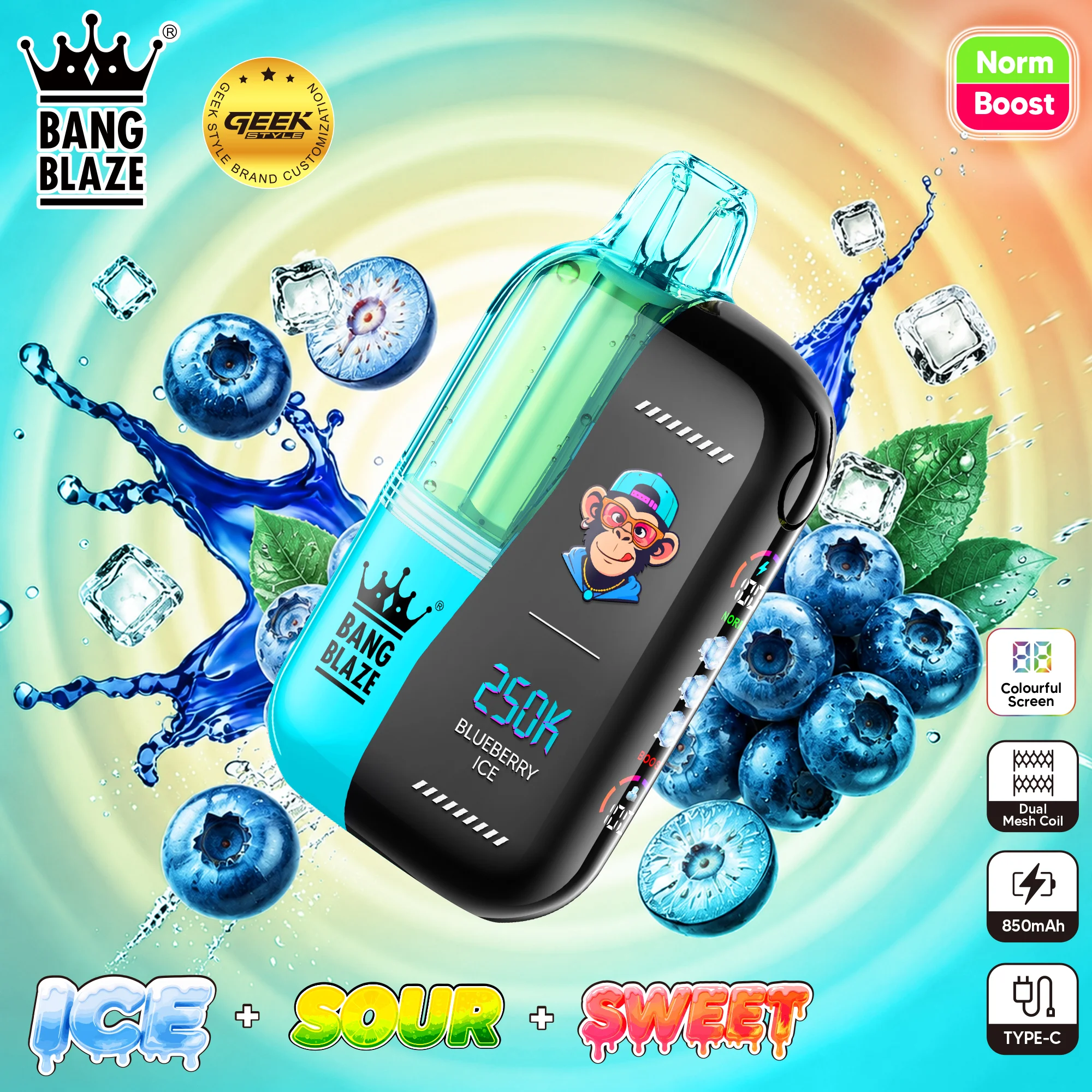 Bang Blaze 250K Vape Monkey Vape Blueberry Ice Bang Blaze 250K Vape Monkey Vape Blueberry Ice
