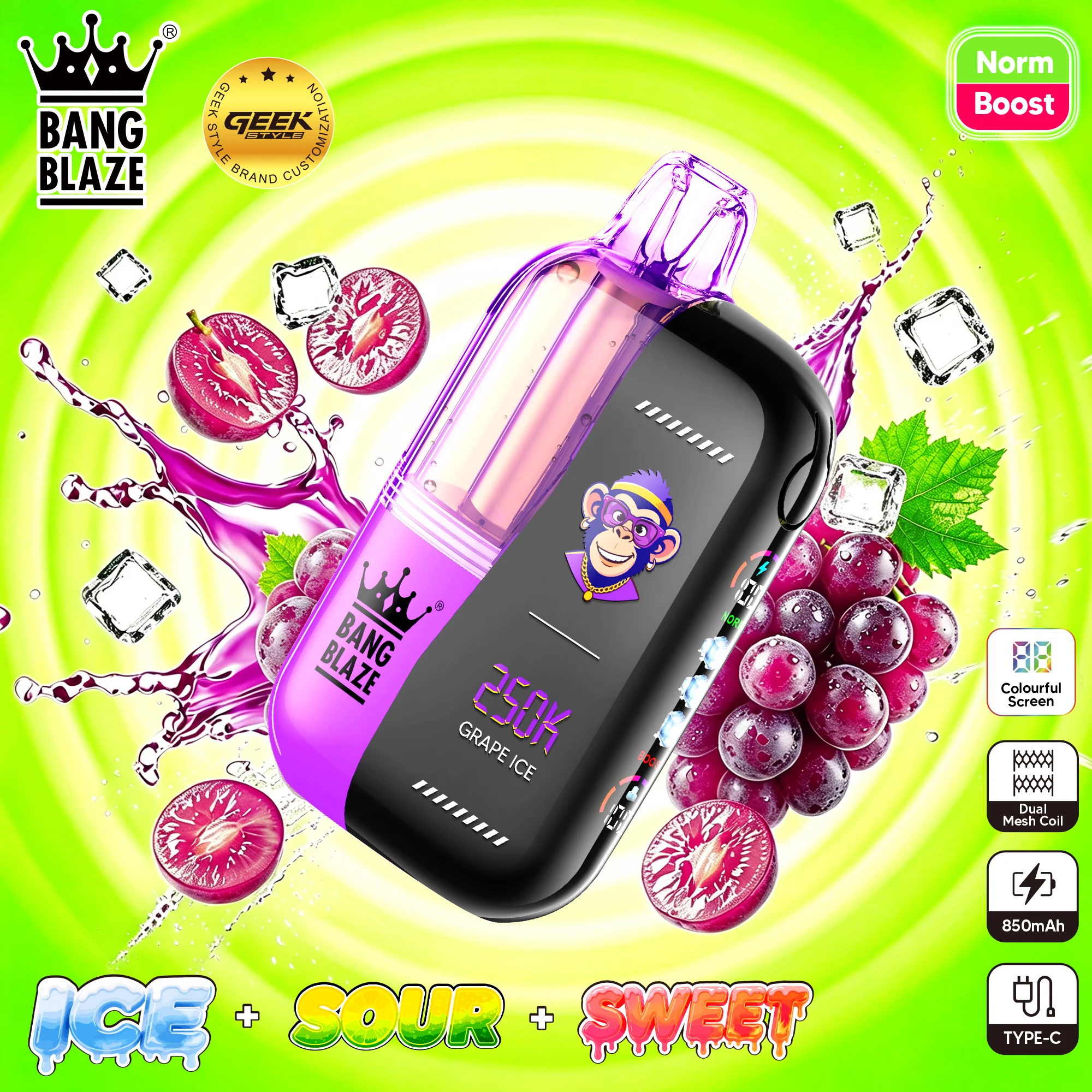 Bang Blaze 250K Vape Monkey Vape Grape Ice Bang Blaze 250K Vape Monkey Vape Grape Ice