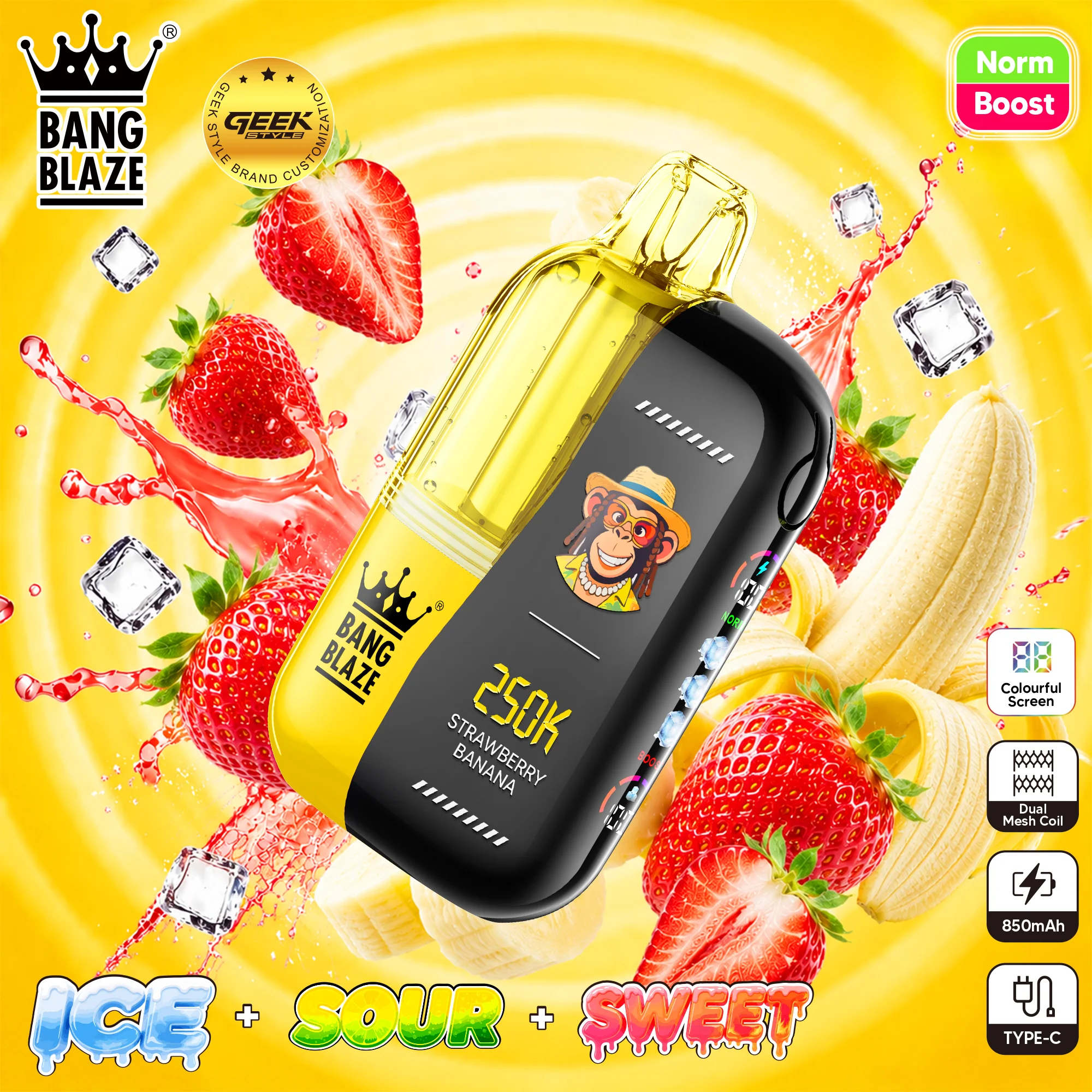 Bang Blaze 250K Vape Monkey Vape Strawberry Banana Bang Blaze 250K Vape Monkey Vape Strawberry Banana