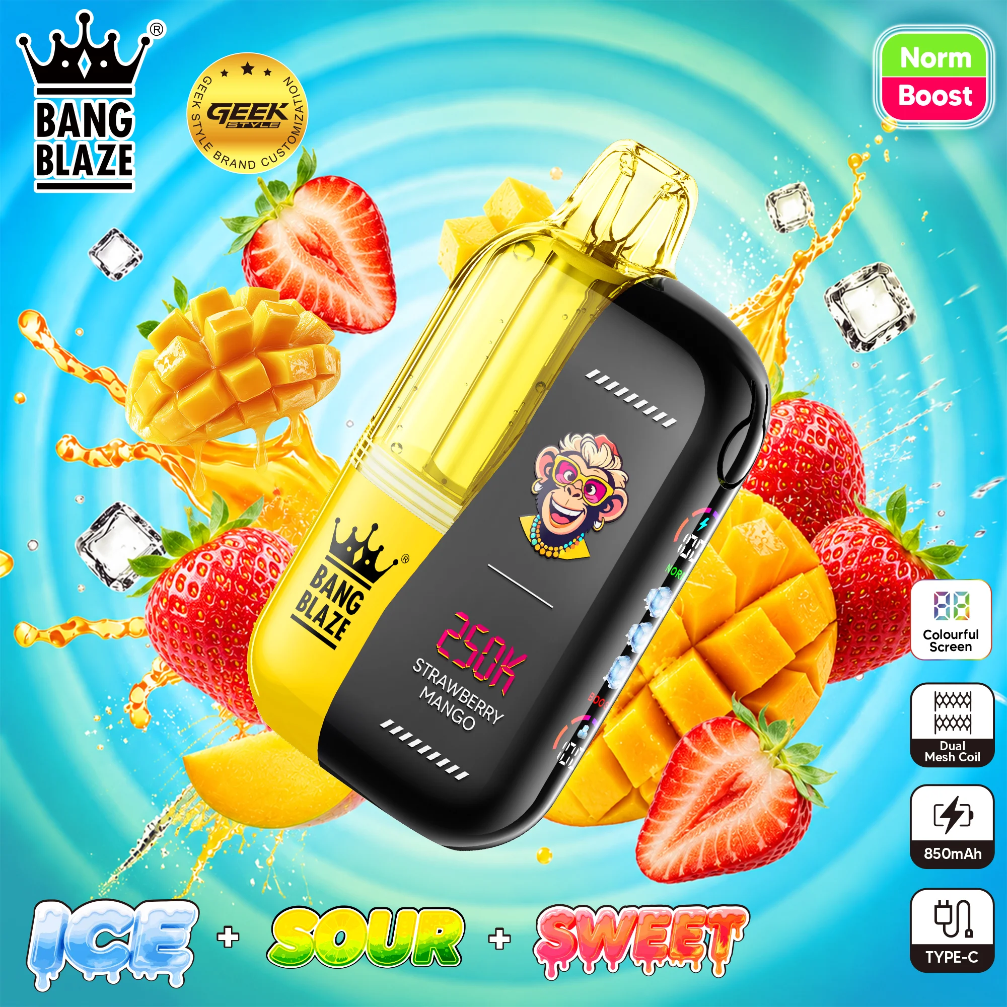 Bang Blaze 250K Vape Monkey Vape Strawberry Mango Bang Blaze 250K Vape Monkey Vape Strawberry Mango