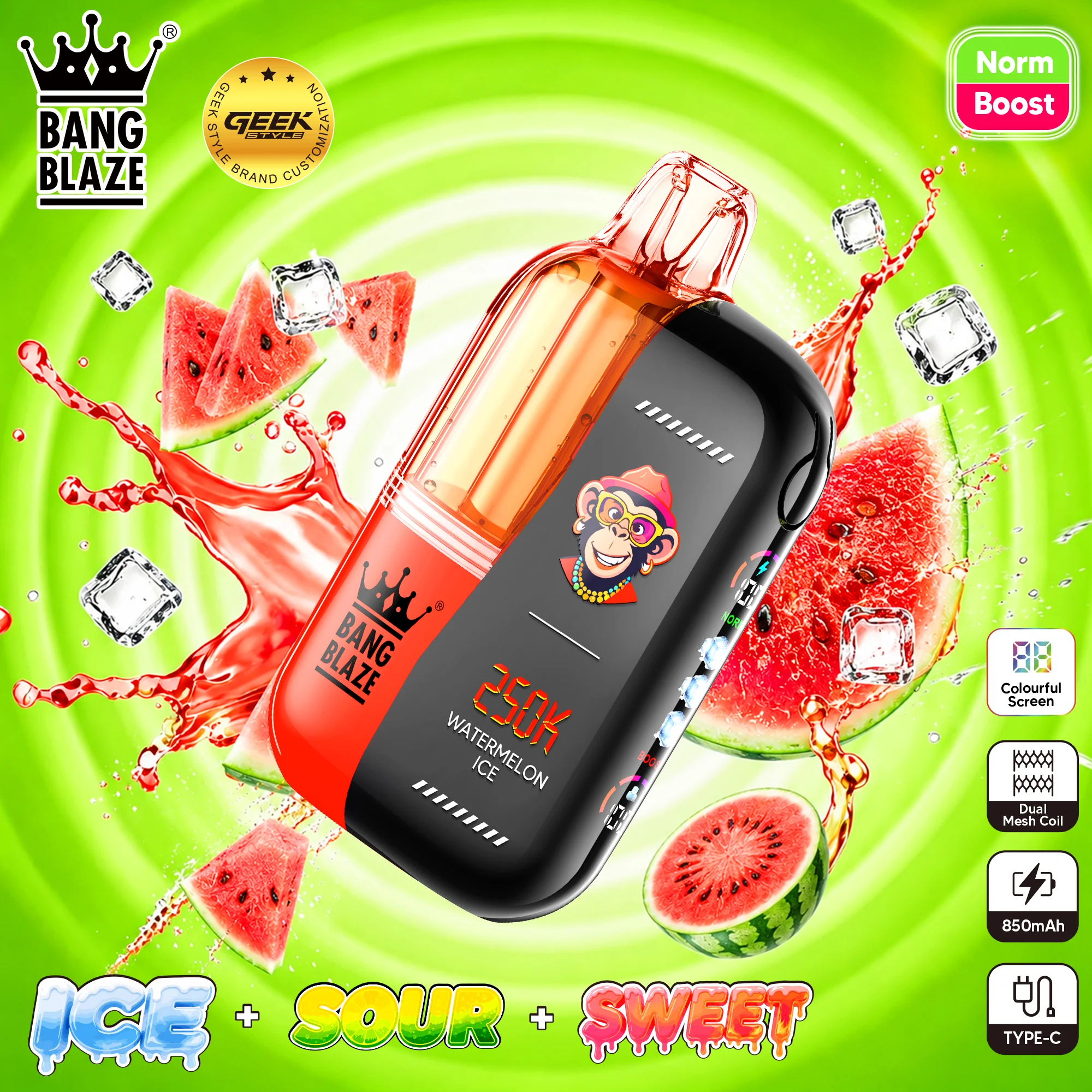 Bang Blaze 250K Vape Monkey Vape Watermelon Ice Bang Blaze 250K Vape Monkey Vape Watermelon Ice