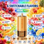 Bang King 360K Vape 6in1 Blue Razz Lemonade & Cherry Berry & Strawberry Banana & Triple Melon & Peach Mango Pineapple & Watermelon Ice