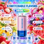 Bang King 360K Vape 6in1 Blue Razz Lemonade & Cherry Berry & Strawberry Banana & Triple Melon & Peach Mango Pineapple & Watermelon Ice