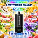 Bang King 360K Vape 6in1 Blue Razz Lemonade & Cherry Berry & Strawberry Banana & Triple Melon & Peach Mango Pineapple & Watermelon Ice