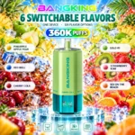 Bang King 360K Vape 6in1 Blue Razz Lemonade & Cherry Berry & Strawberry Banana & Triple Melon & Peach Mango Pineapple & Watermelon Ice