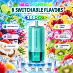 Bang King 360K Vape 6in1 Blue Razz Lemonade & Cherry Berry & Strawberry Banana & Triple Melon & Peach Mango Pineapple & Watermelon Ice