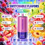 Bang King 360K Vape 6in1 Blue Razz Lemonade & Cherry Berry & Strawberry Banana & Triple Melon & Peach Mango Pineapple & Watermelon Ice