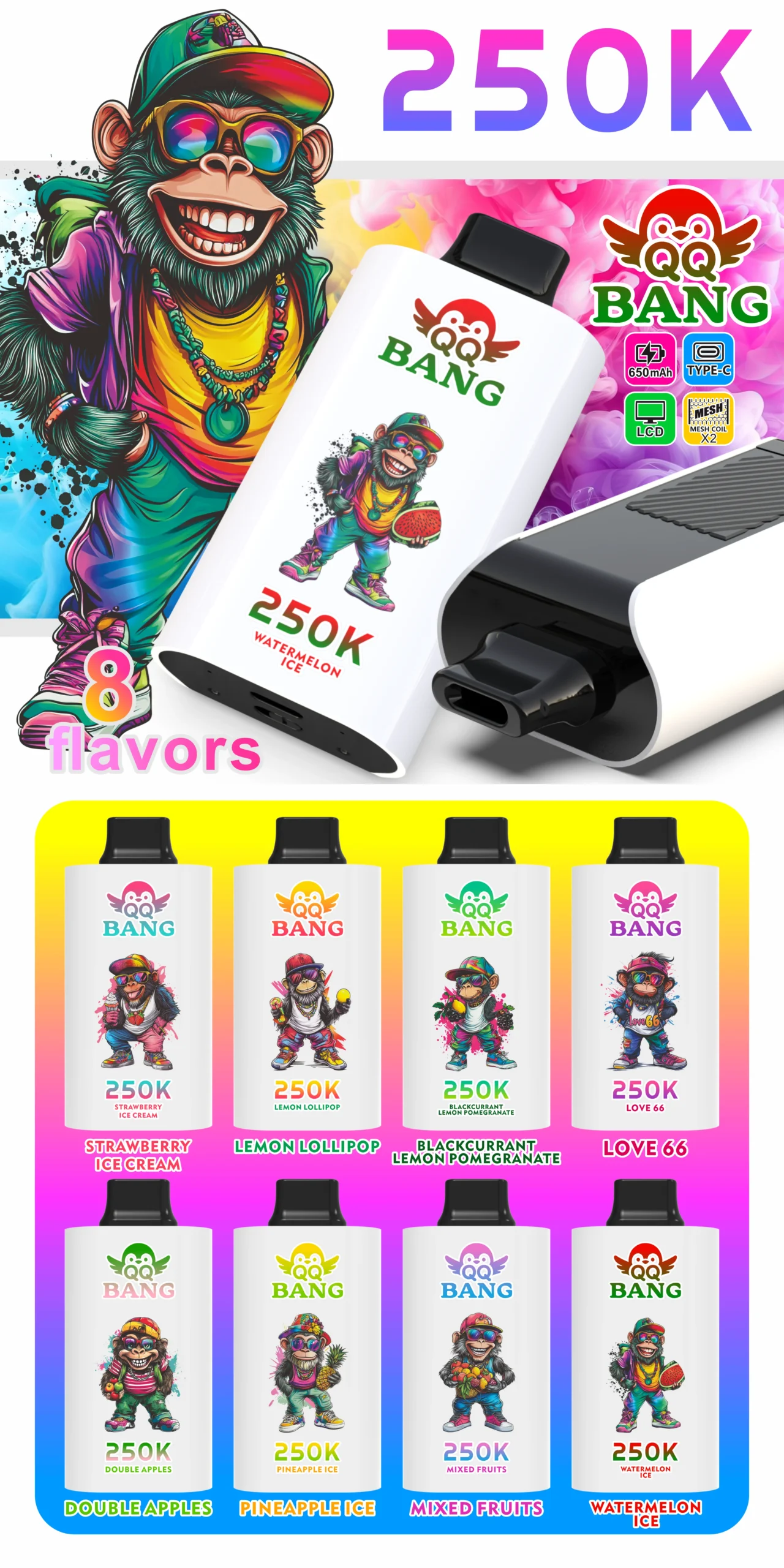 QQ BANG 250K Disposable Vape All Flavors