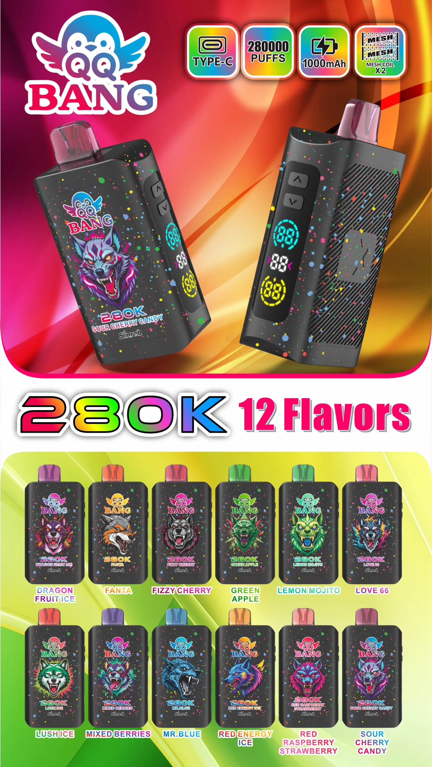 QQ Bang 280K Vape All Flavors